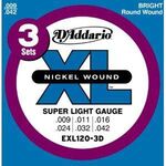 D'addario EXL-120, 009-042, 3 pack, snaren electische gitaar