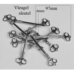 Vleugel sleutel vernikkeld baard model 97mm baard-6mm