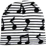 Winter muts (Beanie) muzieknoten zwart-wit