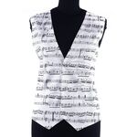 Zijden Vest Muziekmotief Wit maat M