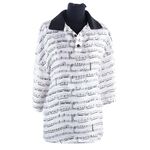 Zijden polo met bladmuziek, wit maat L