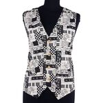 Katoenen gilet patchwork muziek, L