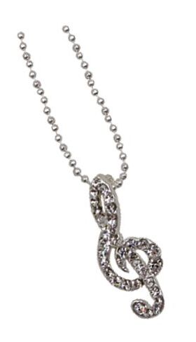 Halsketting vioolsleutel (helder/zilver)